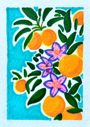 Oranges W Flowers
